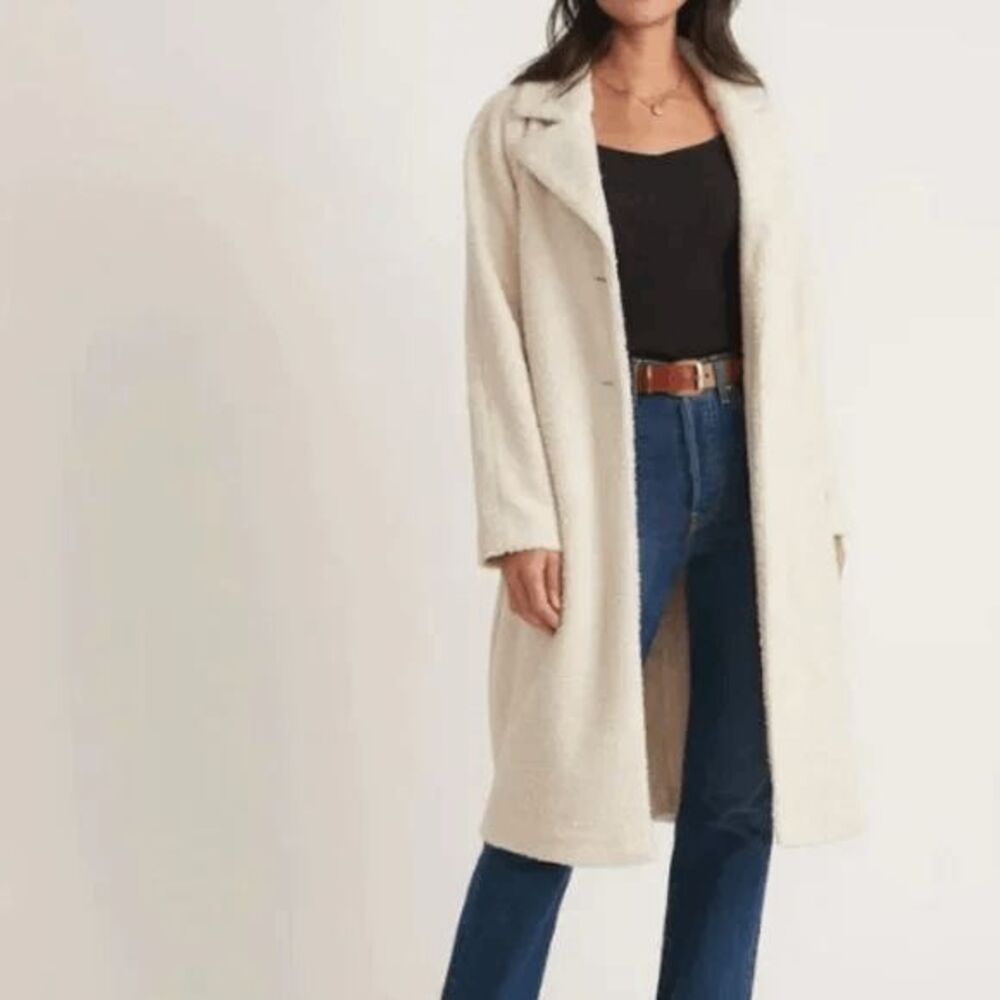Marine Layer Cream Aspen Faux Fur Sherpa Teddy Coat Jacket Women's Size Medium